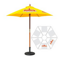 7' Round Fiberglass Umbrella with 6 Ribs, Full-Color Thermal Imprint, 2 Location